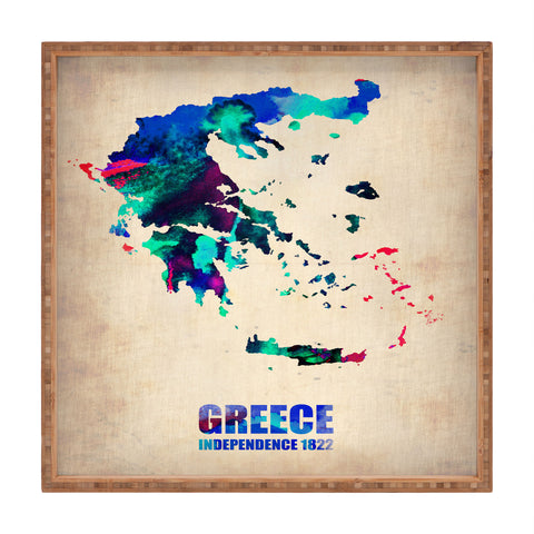 Naxart Greece Watercolor Poster Square Tray