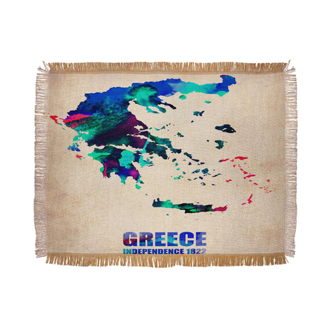 Naxart Greece Watercolor Poster Throw Blanket