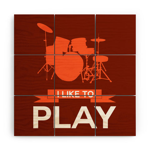 Naxart I Like To Play 4 Wood Wall Mural