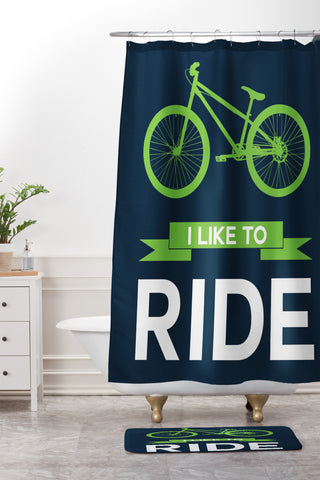 Naxart I Like To Ride 4 Shower Curtain And Mat