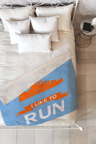 Naxart I Like To Run 3 Fleece Throw Blanket