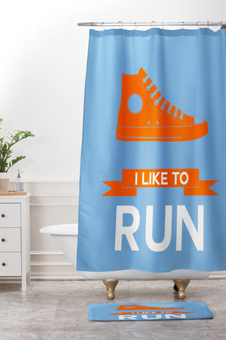 Naxart I Like To Run 3 Shower Curtain And Mat