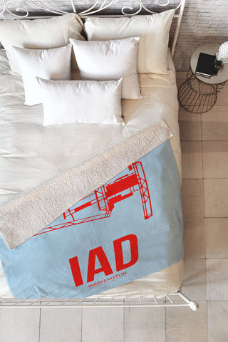 Naxart IAD Washington DC Poster Fleece Throw Blanket