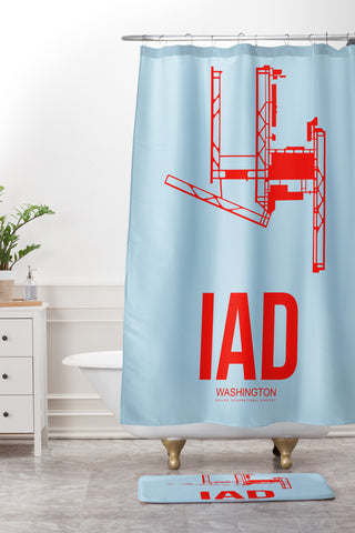 Naxart IAD Washington DC Poster Shower Curtain And Mat