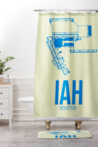 Naxart IAH Houston Poster Shower Curtain And Mat