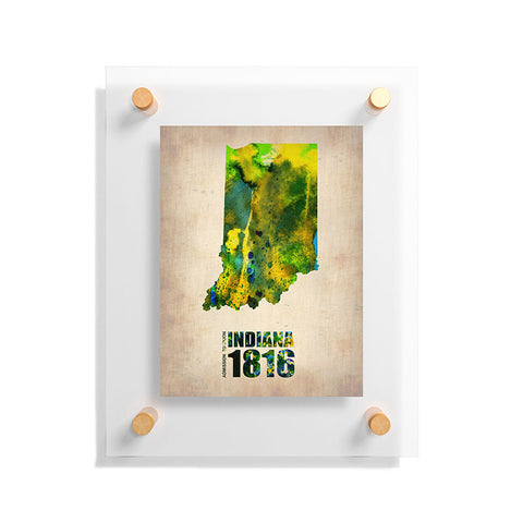 Naxart Indiana Watercolor Map Floating Acrylic Print