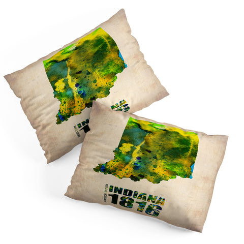 Naxart Indiana Watercolor Map Pillow Shams
