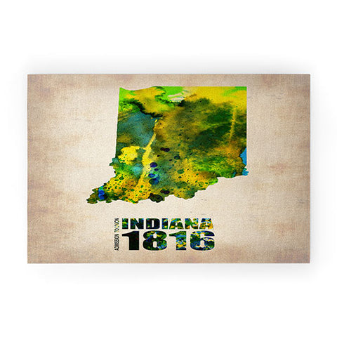 Naxart Indiana Watercolor Map Welcome Mat