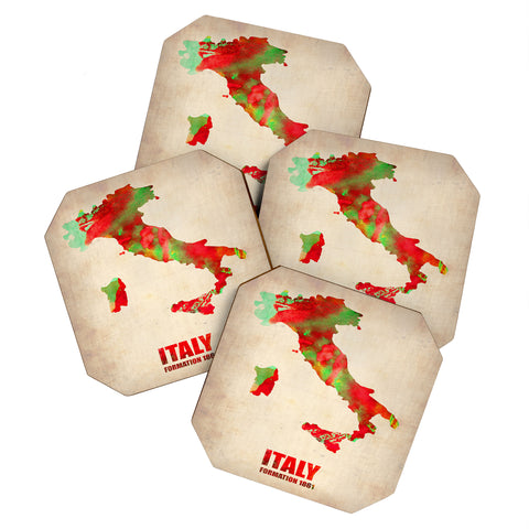 Naxart Italy Watercolor Map Coaster Set