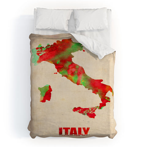 Naxart Italy Watercolor Map Duvet Cover