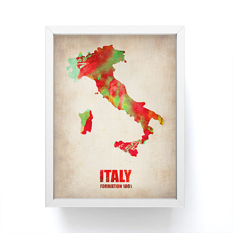 Naxart Italy Watercolor Map Framed Mini Art Print