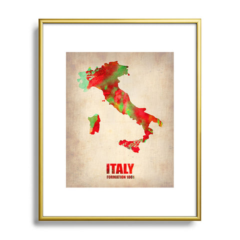 Naxart Italy Watercolor Map Metal Framed Art Print