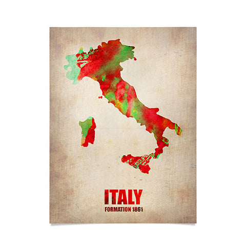 Naxart Italy Watercolor Map Poster