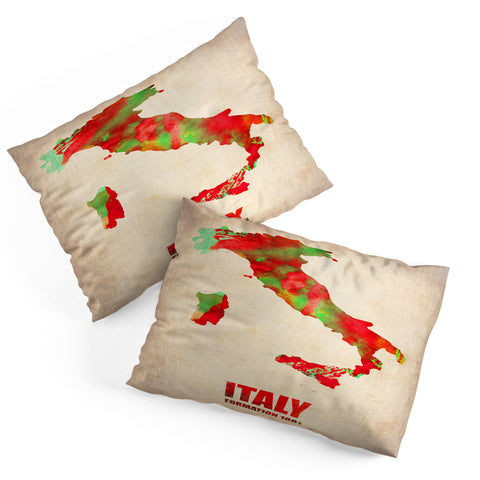 Naxart Italy Watercolor Map Pillow Shams
