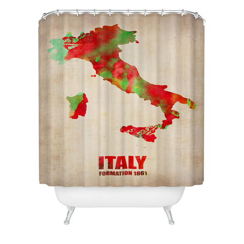 Naxart Italy Watercolor Map Shower Curtain