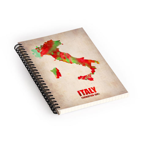 Naxart Italy Watercolor Map Spiral Notebook