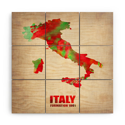 Naxart Italy Watercolor Map Wood Wall Mural