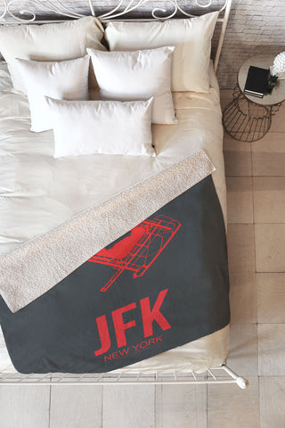 Naxart JFK New York Poster 2 Fleece Throw Blanket