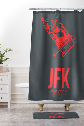 Naxart JFK New York Poster 2 Shower Curtain And Mat