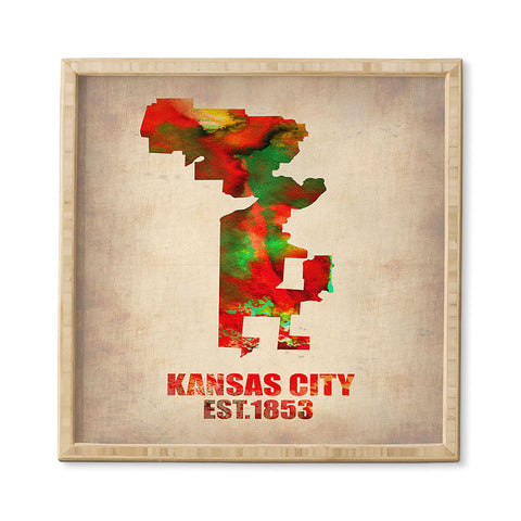 Naxart Kansas City Watercolor Map Framed Wall Art