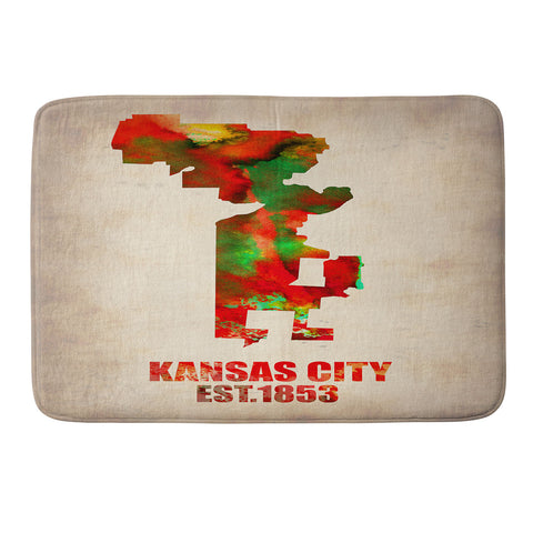 Naxart Kansas City Watercolor Map Memory Foam Bath Mat