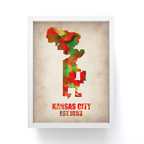Naxart Kansas City Watercolor Map Framed Mini Art Print