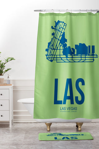 Naxart LAS Las Vegas Poster Shower Curtain And Mat