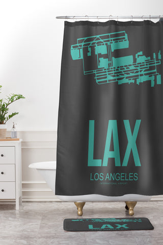 Naxart LAX Los Angeles Poster 2 Shower Curtain And Mat