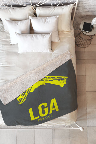 Naxart LGA New York Poster Fleece Throw Blanket