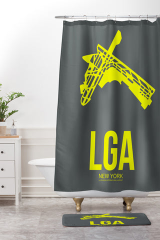 Naxart LGA New York Poster Shower Curtain And Mat