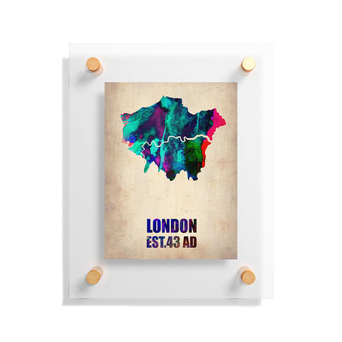 Naxart London Watercolor Map 2 Floating Acrylic Print