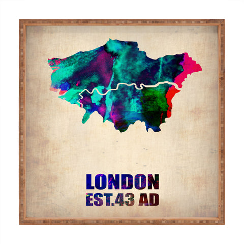 Naxart London Watercolor Map 2 Square Tray