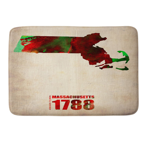 Naxart Massachusetts Watercolor Map Memory Foam Bath Mat