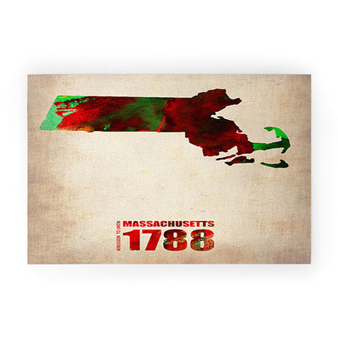 Naxart Massachusetts Watercolor Map Welcome Mat