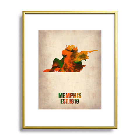 Naxart Memphis Watercolor Map Metal Framed Art Print