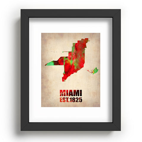 Naxart Miami Watercolor Map Recessed Framing Rectangle