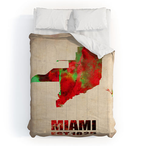 Naxart Miami Watercolor Map Comforter