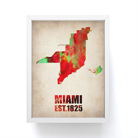 Naxart Miami Watercolor Map Framed Mini Art Print