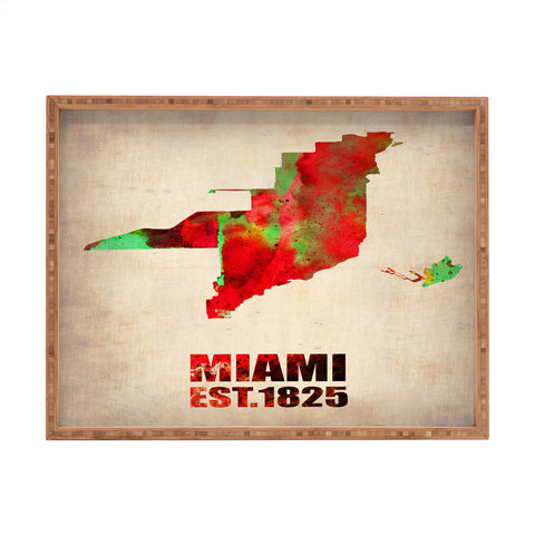 Naxart Miami Watercolor Map Rectangular Tray