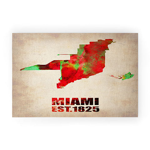 Naxart Miami Watercolor Map Welcome Mat