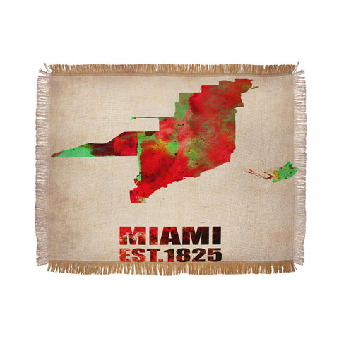 Naxart Miami Watercolor Map Throw Blanket