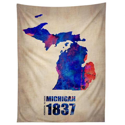Naxart Michigan Watercolor Map Tapestry