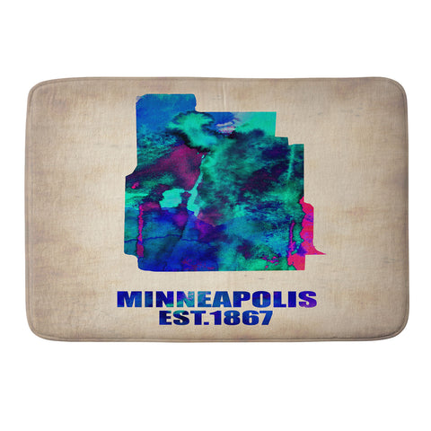 Naxart Minneapolis Watercolor Map Memory Foam Bath Mat