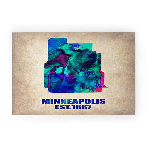 Naxart Minneapolis Watercolor Map Welcome Mat