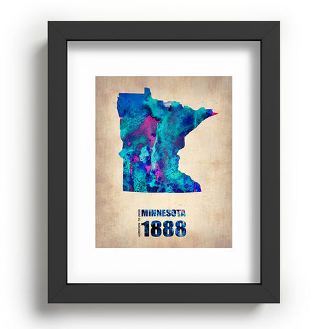 Naxart Minnesota Watercolor Map Recessed Framing Rectangle