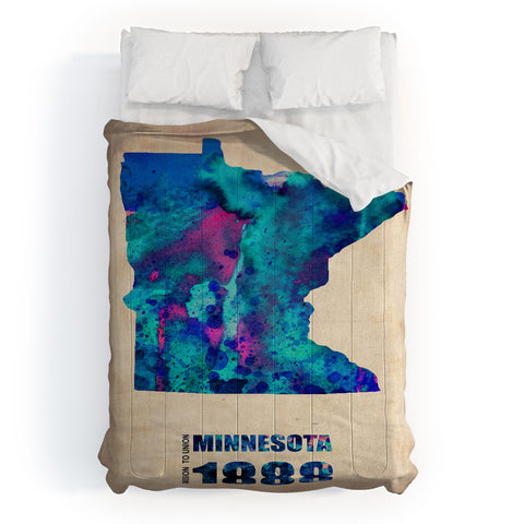 Naxart Minnesota Watercolor Map Comforter
