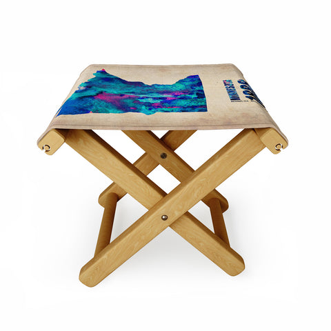 Naxart Minnesota Watercolor Map Folding Stool