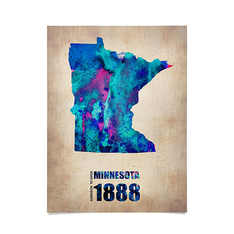 Naxart Minnesota Watercolor Map Poster