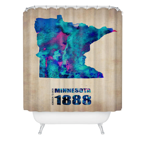 Naxart Minnesota Watercolor Map Shower Curtain