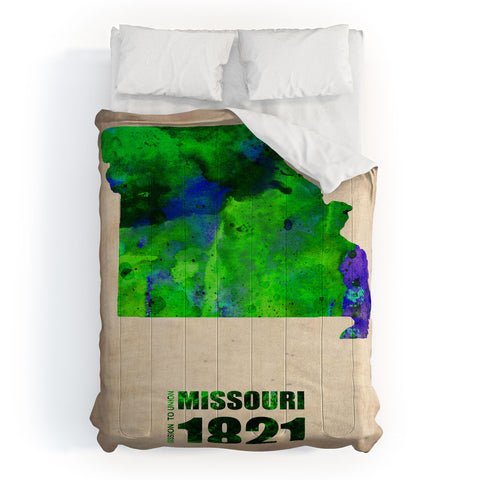 Naxart Missouri Watercolor Map Comforter